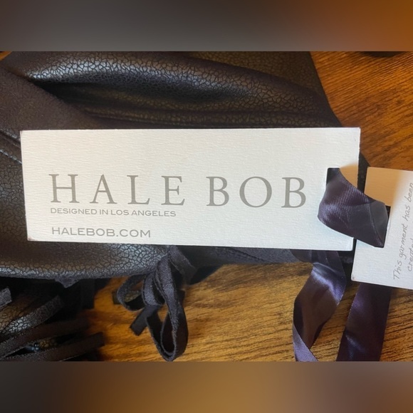 Hale Bob NWT black vegan leather fringe skirt - Picture 3 of 10